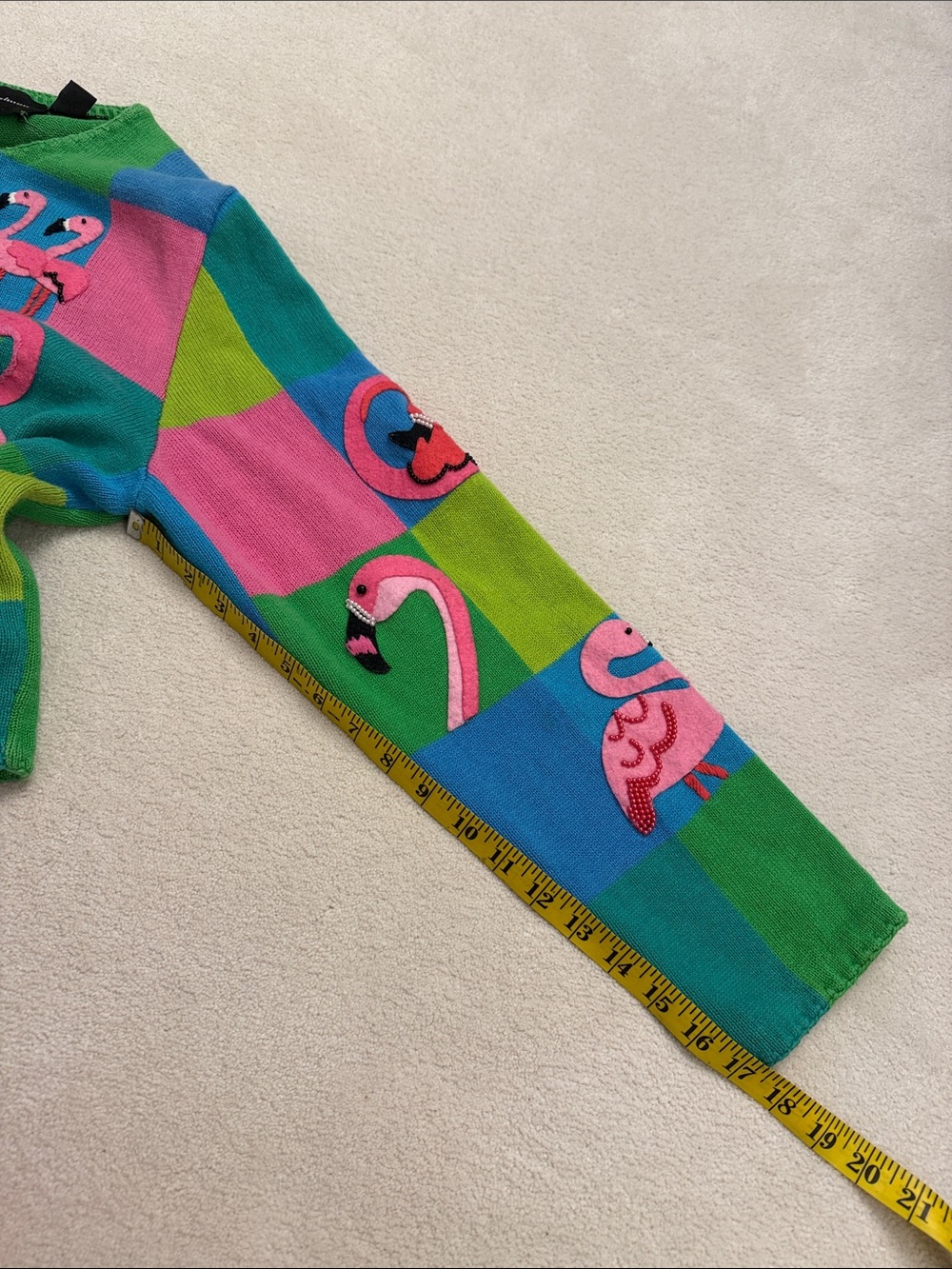 Michael Simon colorful vintage 1999 Flamingo knit sweater cardigan size L - Picture 5 of 15